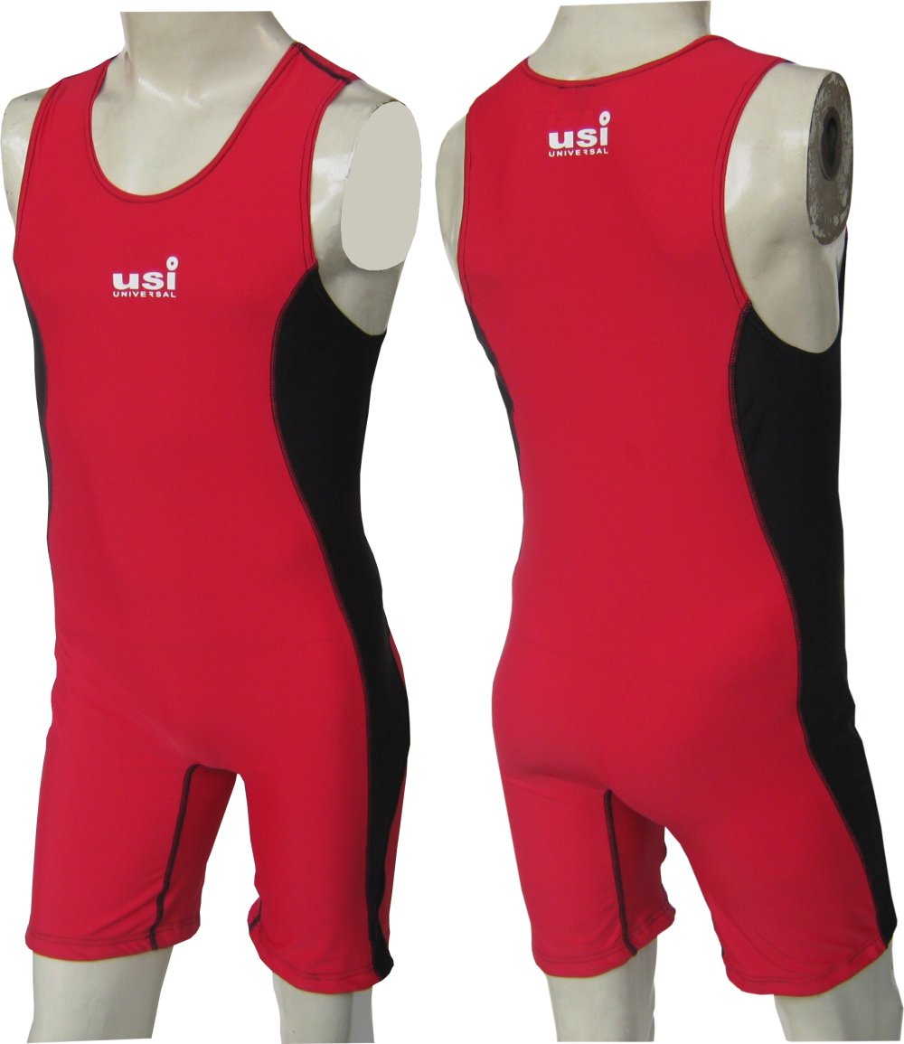 419WSM WRESTLING SUIT RED BLACK